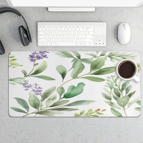 Alfombrilla de escritorio grande impermeable estilo floral verde miniatura 5