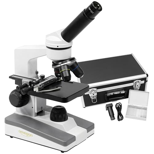 Omegon Mikroskop MonoView | achromatisch | 1534x Vergrößerung | integrierte Kamera | LED-Beleuchtung | ideal für Schule & Hobby | inkl. umfangreichem Zubehör