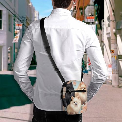 Personalized Small Crossbody Bag Water Resistant Messenger Bags Mini Pomeranians Pattern Printing SlingBag For Men Women4