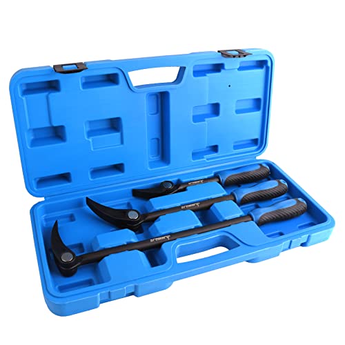 Aremnry 3Pc Indexing Pry Bar Set - 15-Position Adjustable Angle Pry Bars - High Strength Chrome Vanadium Steel - 8In, 12In, 16In Indexable Pry Bars #TOP1