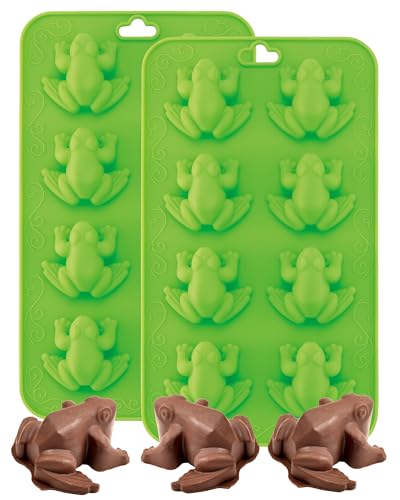 The Kosher Cook - Moldes de silicona para Pascua, chocolate, caramelo, gelatina y hielo en forma de rana de 10 plagas, seder de pesaj y accesorios de cocina, paquete de 2