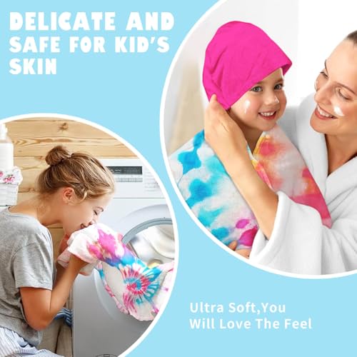 Image of Doughnut Girls Beach Towel with Hoodie for Kids Toddlers Age 4-8, Pink Blue Bath Towels Shower Wrap for Girls, Hooded Poncho Beach Blanket for Pool Swimming Cute Wearable Bath Towel for Child