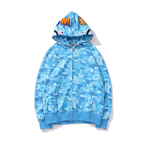 Bape Jackets Cheap Shark Ape Camo Mens Women Wgm Hoodies Blue Couples Sweatershirt Casual Zip Up Hip-Hop Funny Tops