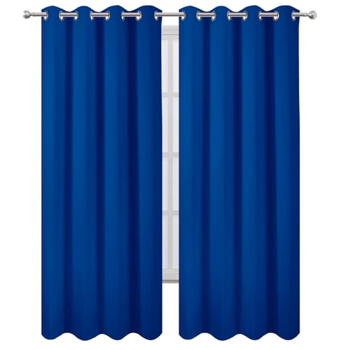 Image of LEMOMO Blackout Curtains 52 x 90 Inch Long Royal Blue Curtains Set of 2 Panels Room Darkening Curtains for Bedroom and Living Room