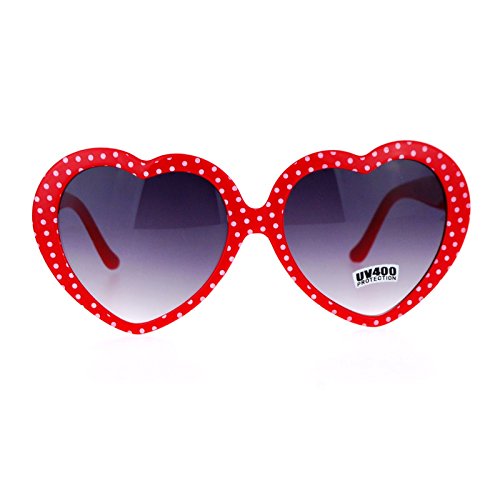 SA106 Polka Dot Print Plastic Heart Shape Cute Womens Sunglasses