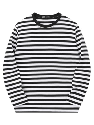 Image of Lars Amadeus Men Casual Striped Long Sleeve Crew Neck Sweatshirt
