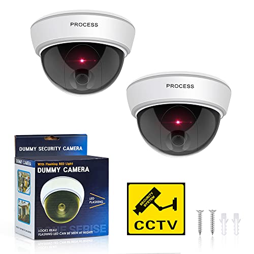 ERWEY Kamera Attrappe mit Objektiv Videoüberwachung Warensicherung Überwachungskamera Fake Camera mit rotem LED Licht für Wand Decke 2 Set – Bild 6