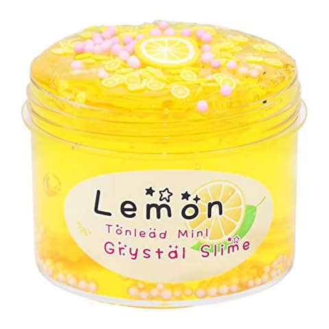 FLIPNEX Lemon Yellow Clear Slime Crystal Putty Soft Jelly Clay Non-Sticky Slime Premade for Girls Boys, Stretchy Kids Toys Art Craft Birthday Crunchy Bubble Slime DIY Cotton Mud Xmas Gift (Yellow) Cover