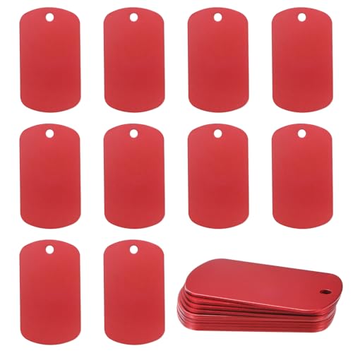 Étiquette vierge pour chien en aluminium anodisé rouge M METERXITY avec trou de fixation