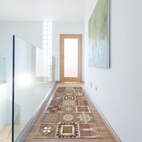 Alfombra pasillo lavable con base antideslizante estilo bohemio 6