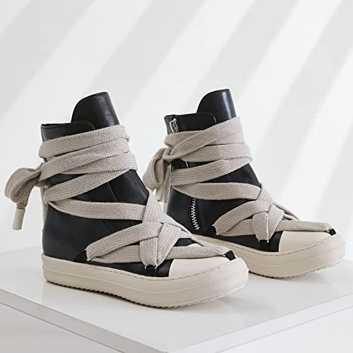 Niyaosm Women's Fashion Comfort Casual High Top Sneaker Lace-Up Canvas Shoes High-Top Durable Walking Sneaker With Zipper For Women Diy Pentacle Thick Shoelace Pu Black Size 11 #TOP4