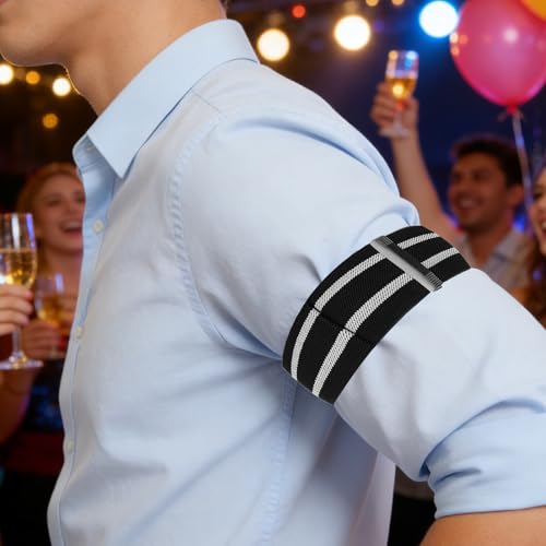 Brazaletes elásticos y ajustables para mangas de camisa bandas antideslizantes de poliéster 5