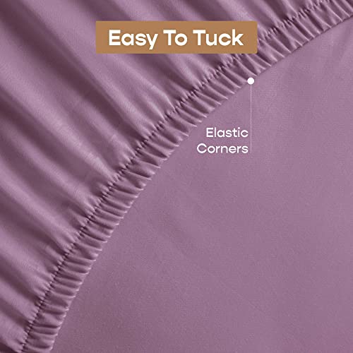 Image of SleepyCat 200TC Percale Fitted Sheets with 1 Pillowcase | 100% Breathable Cotton Bedsheet | Cool & Crsip Feel | 360 Elastic Grip for Easy Tuck|Purple Panther, Double Size, 72x48 Inch