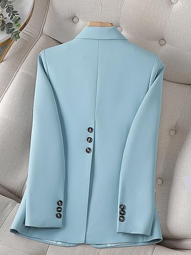 Spring Autumn Blue Pink Coffee Blazer Women Ladies Female Work Long Single Button Solid Formal Jacket2