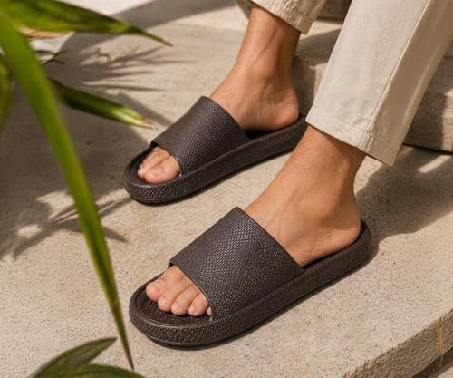 Image of Kraasa Cloudfoam Pillow Slippers for Men Non Slip Quick Drying Shower Slides Bathroom Sandals | Ultra Cushion | Thick Sole