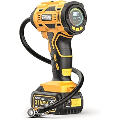 AUTDER Tire Inflator Air Compressor, 180PSI Pistol-grip Handheld Air Pump with Digital Pressure Gauge, Automatically Shut Off, Perfect for Cars, Motorcycles, Bikes(without accessories & Battery) Cover