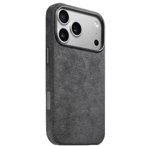 Coque magnétique iPhone 17 Pro antichoc et lavable en suédine gris