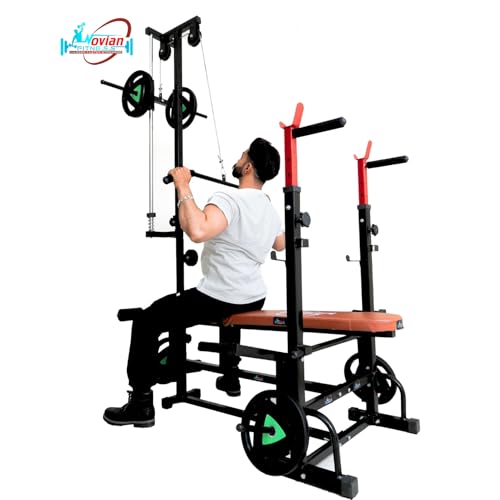 Image of 20-in-1 Home Gym Bench for Home Workout | All-in-One Home Gym Machine with Curl Rod, Dip Bar & Adjustable Incline /Decline Bench | Heavy-Duty Iron Frame, 250 kg Capacity
