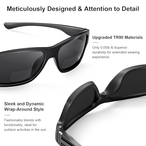 Skyfuen POLARIZED BIFOCAL SUNGLASSES Unbreakable Bifocal Polarized Sunglasses Men, Anti Glare Tr90 Frame Wrap Around Design Glasses Uv400 Protection Outdoor Sun Readers thumb #4