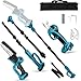 panthem 4 in 1 Akku Hochentaster 6 Zoll Mini Kettensäge baumsäge kompatibel mit Makita 18V, 45 mm Elektrische säge Gartenschere, Baumschere Astschere HandKettensäge Teleskop Astsäge (ohne Akku)