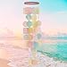 Bellaa Wind Chimes Outdoor, Garden Decorations, Musical, Indoor/Outside Windchimes, Beach, Ocean, Breeze, Gifts for Mom, Gift for All Occasions, Capiz Sea Glass Shells Wood