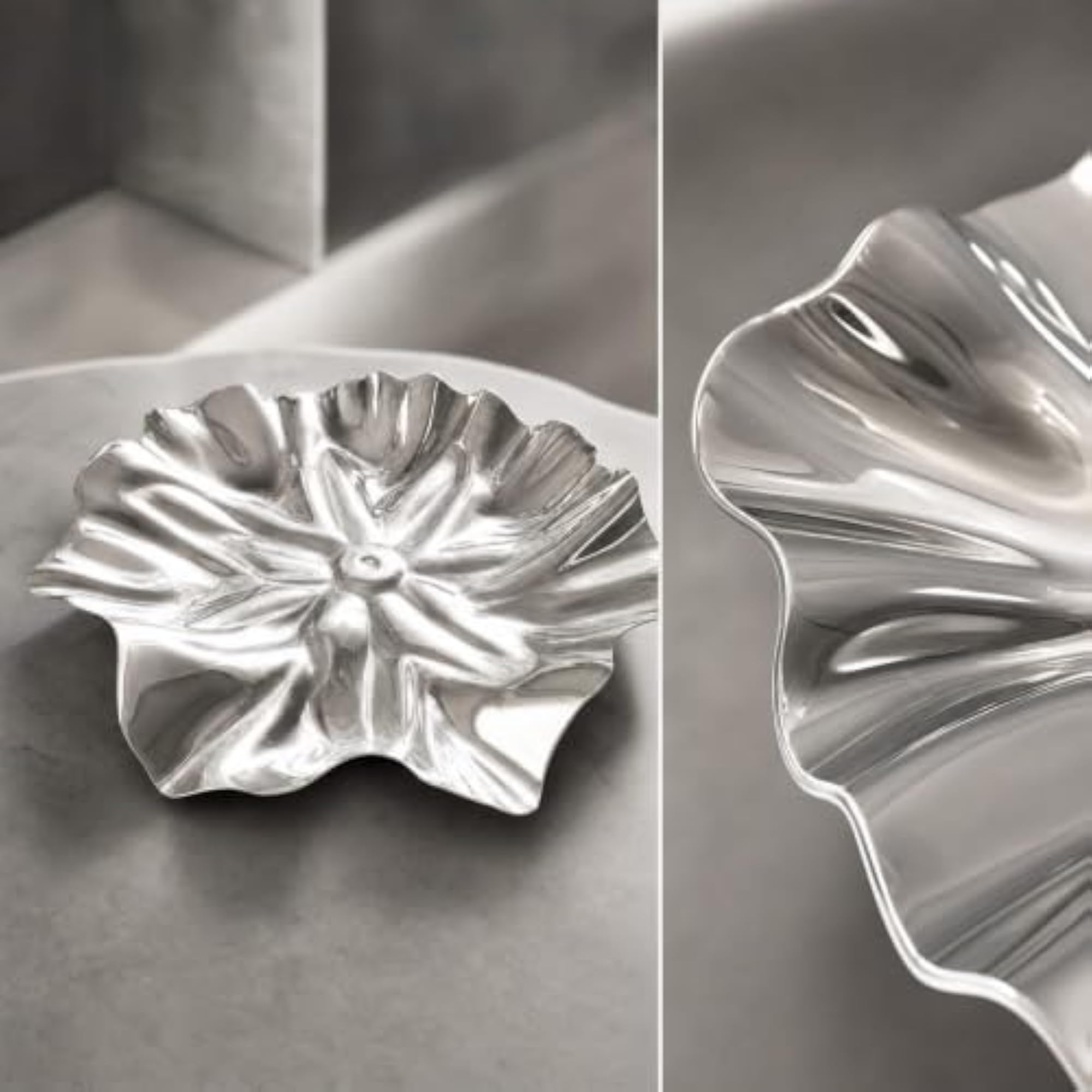 Hand-Polished Flower-Shaped Decorative Tray for Easy Cleaning