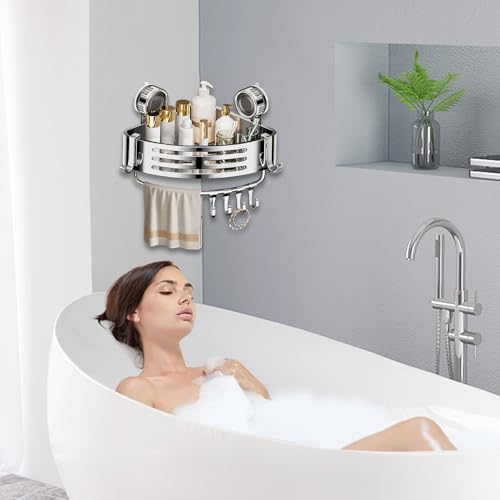 Étagère de douche d'angle Teksome en râtelier murale moderne pour salle de bain - 4