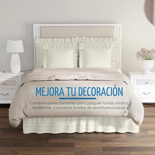 Falda de cama con ojales para ocultar el somier con volantes de estilo completo 7