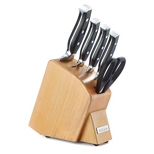 McCook MC41 6 Pieces Forged Triple Rivet Kitchen Knife Set in Natural Beech