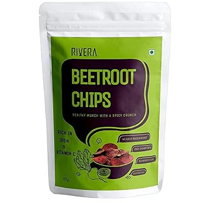 Rivera Crispy Beetroot Chips, Rich In Iron, Gluten Free, Vegan, 57G Each (Pack of 2)