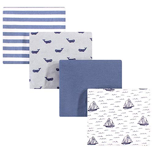 Image of Hudson Baby Unisex Baby Cotton Flannel Receiving Blankets, Sailboat, One Size
