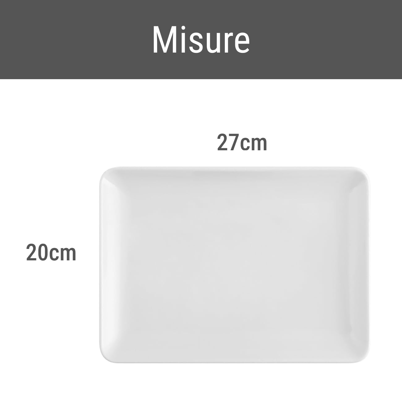 Set Piatti Rettangolari Pearl Bianco 20x27 Cm, in porcellana, bianco