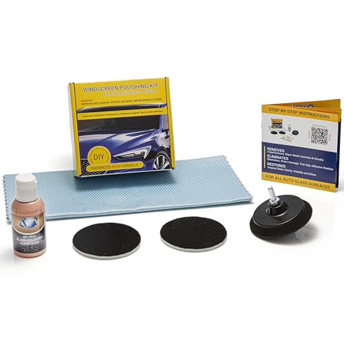 Glass Polish - Kit de Pulido de Parabrisas - Reparación de Vidrio para Autos DIY de 75 mm - Elimina los Daños de las Limpiaparabrisas, Restaura la Claridad y el Brillo