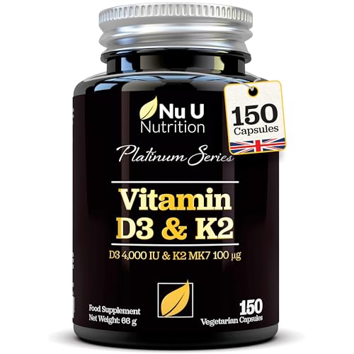 Vitamin D3 4000 IU and Vitamin K2 MK7 100μg - 150 Vegetarian Caps...