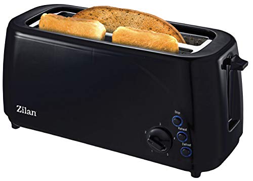 Toaster Langschlitz | 4 Scheiben | 1400 Watt Toastautomat | 5-Stufen Bräuneregler | XXL Toaster | Brötchenaufsatz… – Bild 3