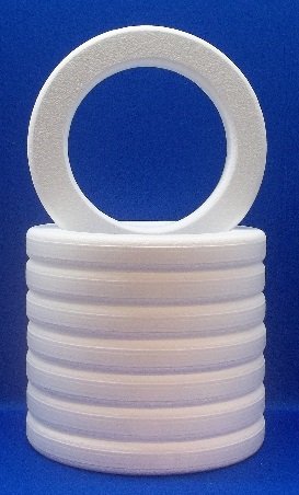 8 pc Styrofoam EPS Polystyrene Wreaths 16" X 2" White Craft Floral Ring with Rounded Edges