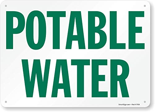 SmartSign 10 x 14 inch “Potable Water” Sign with Pre-Cleared Holes, Digitally Printed, 55 mil HDPE Plastic, Green and White
