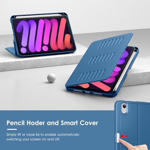 VIKESI Case for iPad mini 7 (A17 Pro) and iPad mini 6,Multiple Angles Magnetic Stand Cover,Shockproof Soft Back,Pencil Holder,and Auto Sleep/Wake,Navy Blue by VIKESI - Image 7