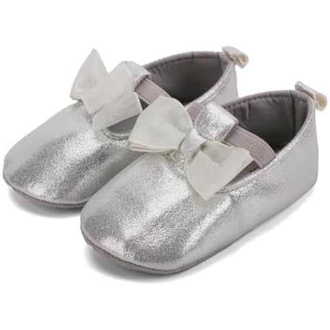 CINDEAR Bowknot Princess Wedding Dress Newborn Baby Girls Mary Jane Flats Non-Slip Soft Sole Infant Toddler Princess Shoes 1291-SV11 Cover