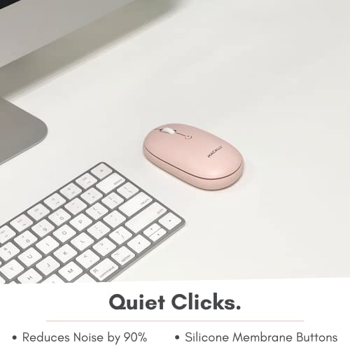 Macally Wireless Bluetooth Mouse - Quiet, Comfortable, Rechargeable for MacBook Air/Pro, Mac, iMac, Apple iPad - Wireless Mouse for Laptop, Windows PC Desktop