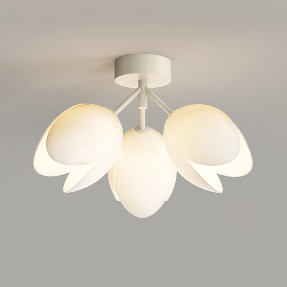 Luminaire style nordique moderne à fleurs blanches et branches vertes