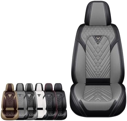 YQYW Car Seat Covers Fit for Dodge Dakota 2000-2011,2 Seat Comfort Non-Slip Seat Cover Airbag Compatible,Waterproof Leather Seat Covers(Standard 2 Seat,Black Gray)