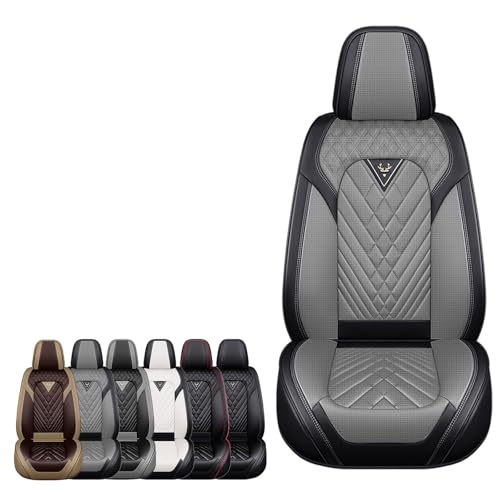 YQYW Car Seat Covers Fit for Dodge Dakota 2000-2011,2 Seat Comfort Non-Slip Seat Cover Airbag Compatible,Waterproof Leather Seat Covers(Standard 2 Seat,Black Gray)