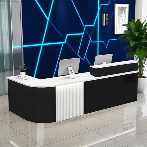 Reception Desk with Counterr, Lockable Drawers and Storage,Shopping Mall Office Cashier Receptionist Desk for Receptionists in Offices, Retail Stores, Lobbies, Shops