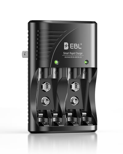 EBL Smart Rapid AA AAA Charger for AA AAA 9V Rechargeable Batteries Ni-MH Ni-CD Rechargeable Batteries
