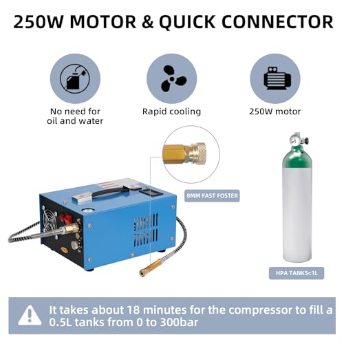 Image of PCP Air Compressor, 4500 Psi /30 MPa Scuba Tank Compressor, 12V DC /120V AC Power Supply, Built-in Power Converter, Suitable for PCP Air Rifles, Paintball, High-Pressure Tank Compressors