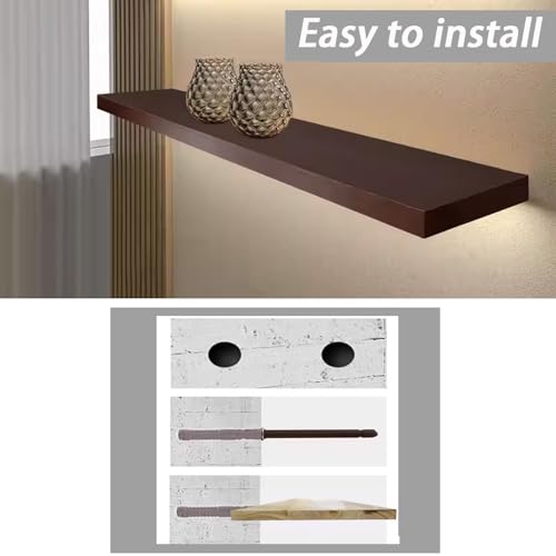 Étagère murale flottante multifonctionnelle en bois noble et LED