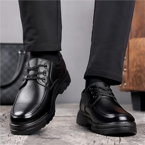 Platform Work Oxfords Round Toe Men's Leather Lace Up Shoes Lug Sole Dress Retro Comfort Business Work Office Shoes Height-Increasing4