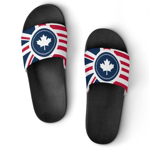 U.S. UK And Canada Flag House Sandals Slip On Bathroom Slippers Beach Summer Shoes for Men Women