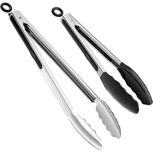 Set of 2 Cooking Tongs,600ºF High Heat-Resistant,Kitchen Utensils,Cooking Utensils for Grill,Salad,BBQ,Frying,Baking,Serving 9/12 inches